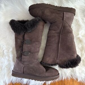 UGG Bailey Button tall chocolate brown boots size 9